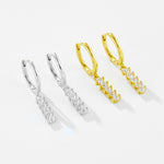 925 Sterling Silver Rainbow CZ Linear Drop Huggie Earrings 60300226
