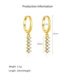 925 Sterling Silver Rainbow CZ Linear Drop Huggie Earrings 60300226