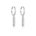 925 Sterling Silver Rainbow CZ Linear Drop Huggie Earrings 60300226