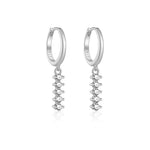 925 Sterling Silver Rainbow CZ Linear Drop Huggie Earrings 60300226