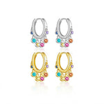 925 Sterling Silver Multi-Color CZ Chandelier Huggie Hoop Earrings 60300228