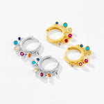 925 Sterling Silver Multi-Color CZ Chandelier Huggie Hoop Earrings 60300228