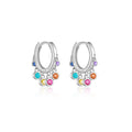 925 Sterling Silver Multi-Color CZ Chandelier Huggie Hoop Earrings 60300228