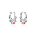 925 Sterling Silver Multi-Color CZ Chandelier Huggie Hoop Earrings 60300228