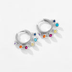 925 Sterling Silver Multi-Color CZ Chandelier Huggie Hoop Earrings 60300228
