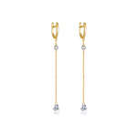 925 Sterling Silver Heart CZ Linear Chain Drop Earrings 60300229