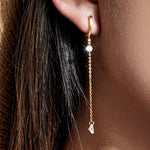 925 Sterling Silver Heart CZ Linear Chain Drop Earrings 60300229