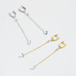 925 Sterling Silver Heart CZ Linear Chain Drop Earrings 60300229