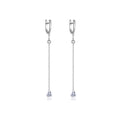 925 Sterling Silver Heart CZ Linear Chain Drop Earrings 60300229