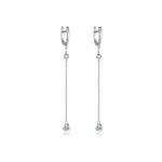925 Sterling Silver Heart CZ Linear Chain Drop Earrings 60300229