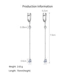 925 Sterling Silver Heart CZ Linear Chain Drop Earrings 60300229