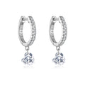 925 Sterling Silver Pavé Huggie Hoop with CZ Heart Drop Earrings 60300230