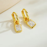 925 Sterling Silver Emerald Cut CZ Dangle Hoop Earrings 60300231