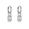 925 Sterling Silver Emerald Cut CZ Dangle Hoop Earrings 60300231