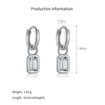 925 Sterling Silver Emerald Cut CZ Dangle Hoop Earrings 60300231