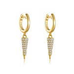 925 Sterling Silver Pavé CZ Spike Drop Huggie Earrings 60300232