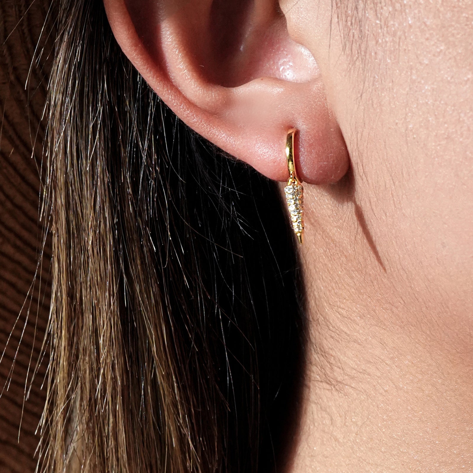 925 Sterling Silver Pavé CZ Spike Drop Huggie Earrings 60300232