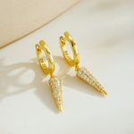 925 Sterling Silver Pavé CZ Spike Drop Huggie Earrings 60300232