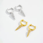 925 Sterling Silver Pavé CZ Spike Drop Huggie Earrings 60300232