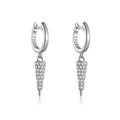 925 Sterling Silver Pavé CZ Spike Drop Huggie Earrings 60300232