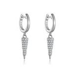 925 Sterling Silver Pavé CZ Spike Drop Huggie Earrings 60300232
