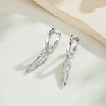 925 Sterling Silver Pavé CZ Spike Drop Huggie Earrings 60300232