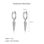 925 Sterling Silver Pavé CZ Spike Drop Huggie Earrings 60300232