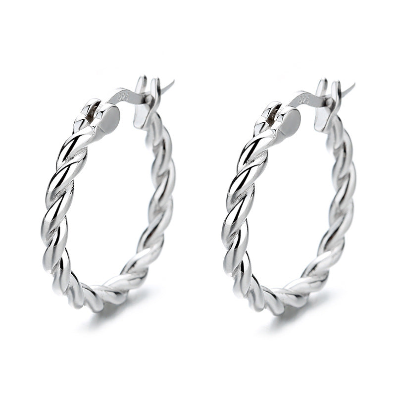 925 Sterling Silver Twisted Rope Hoop Earrings 60400025