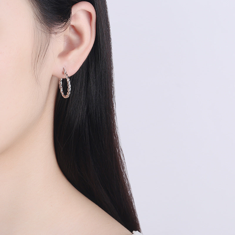 925 Sterling Silver Twisted Rope Hoop Earrings 60400025