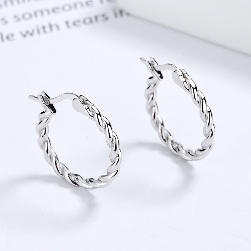925 Sterling Silver Twisted Rope Hoop Earrings 60400025