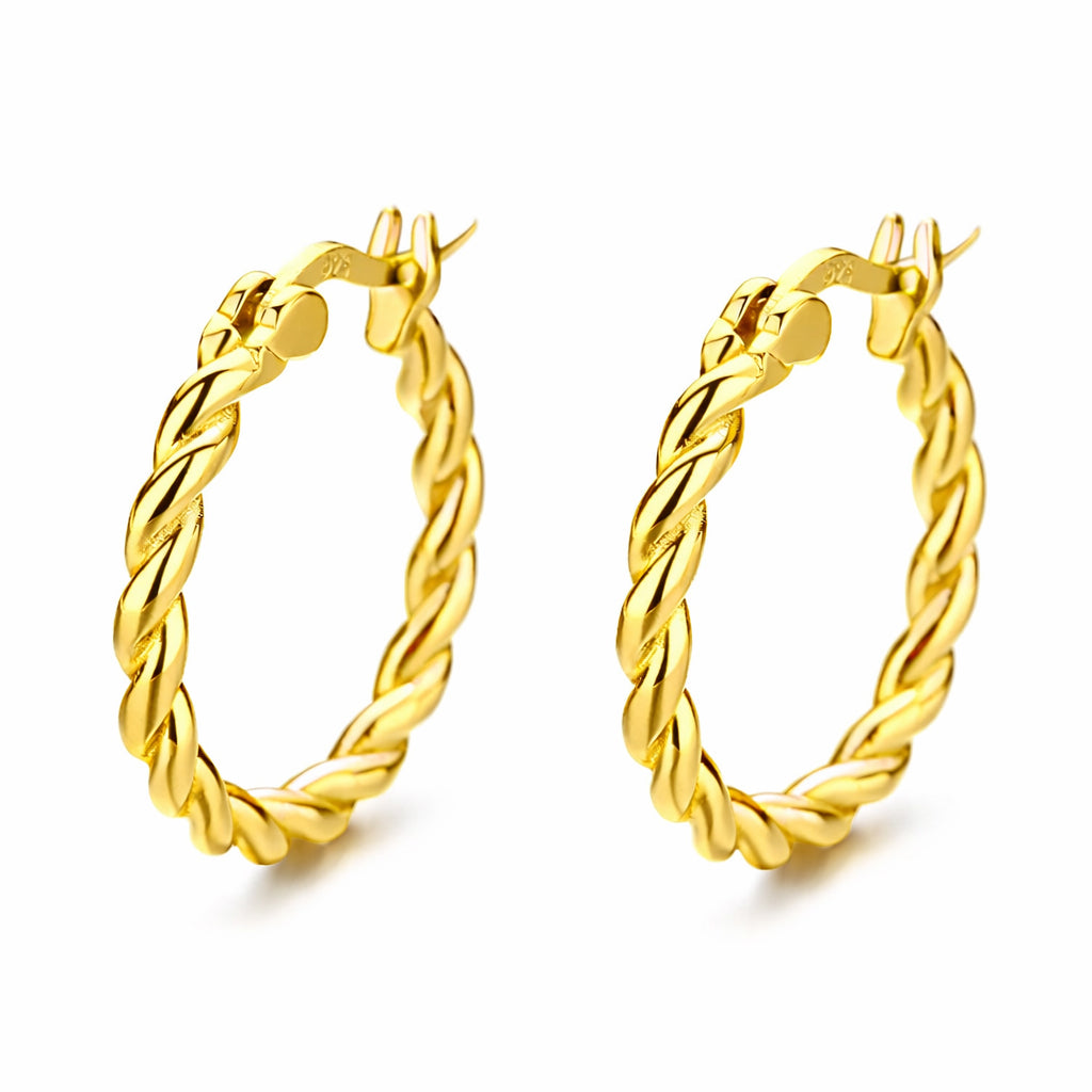 925 Sterling Silver Twisted Rope Hoop Earrings 60400025