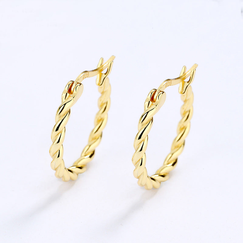 925 Sterling Silver Twisted Rope Hoop Earrings 60400025
