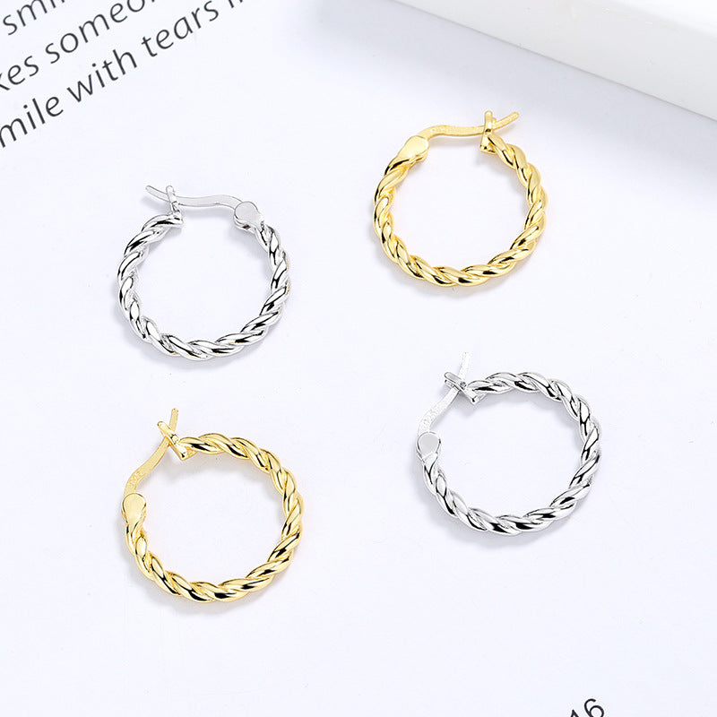 925 Sterling Silver Twisted Rope Hoop Earrings 60400025