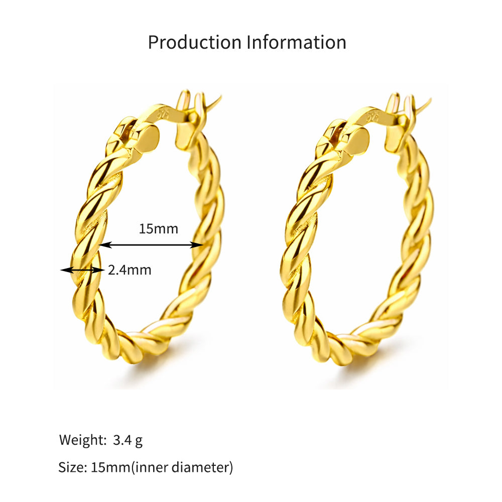 925 Sterling Silver Twisted Rope Hoop Earrings 60400025