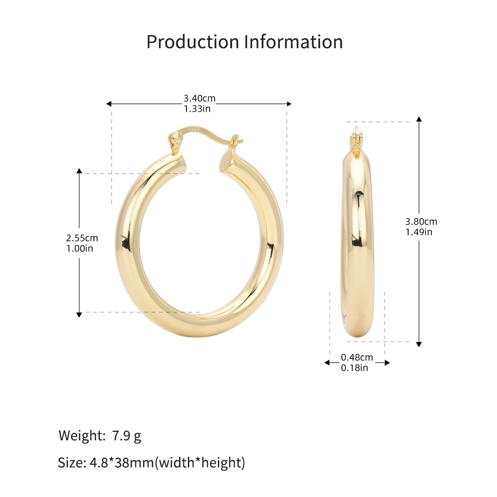 925 Sterling Silver Statement Oversized Hollow Hoop Earrings 60400026
