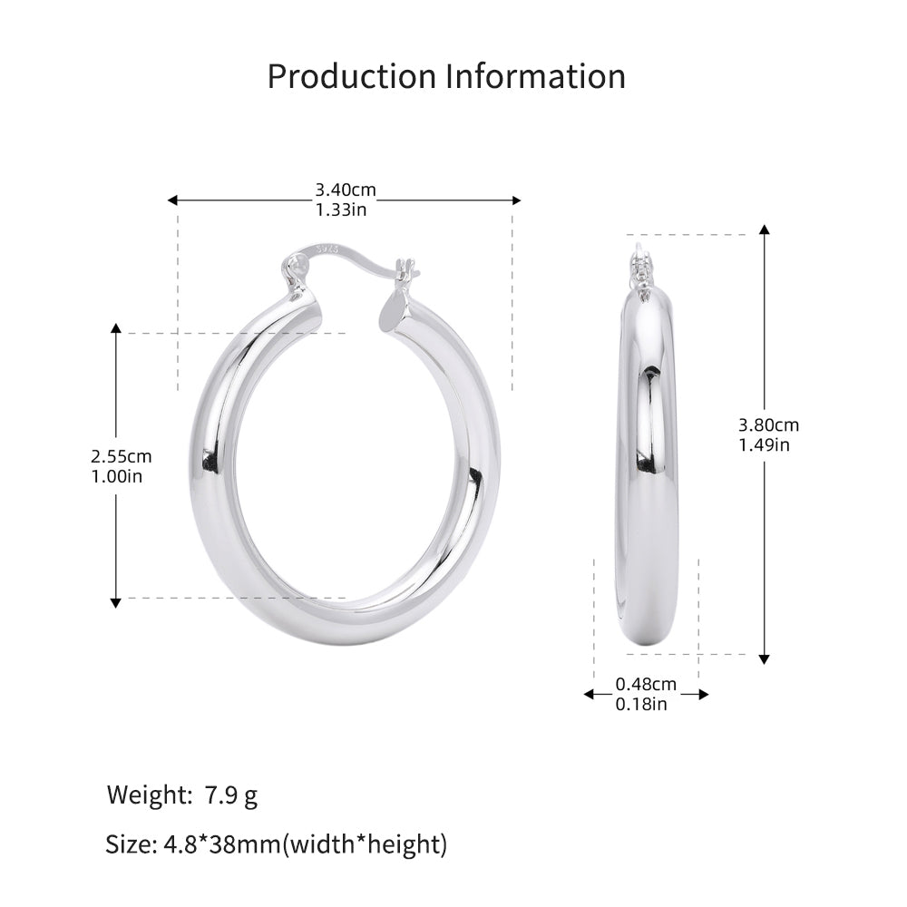 925 Sterling Silver Statement Oversized Hollow Hoop Earrings 60400026