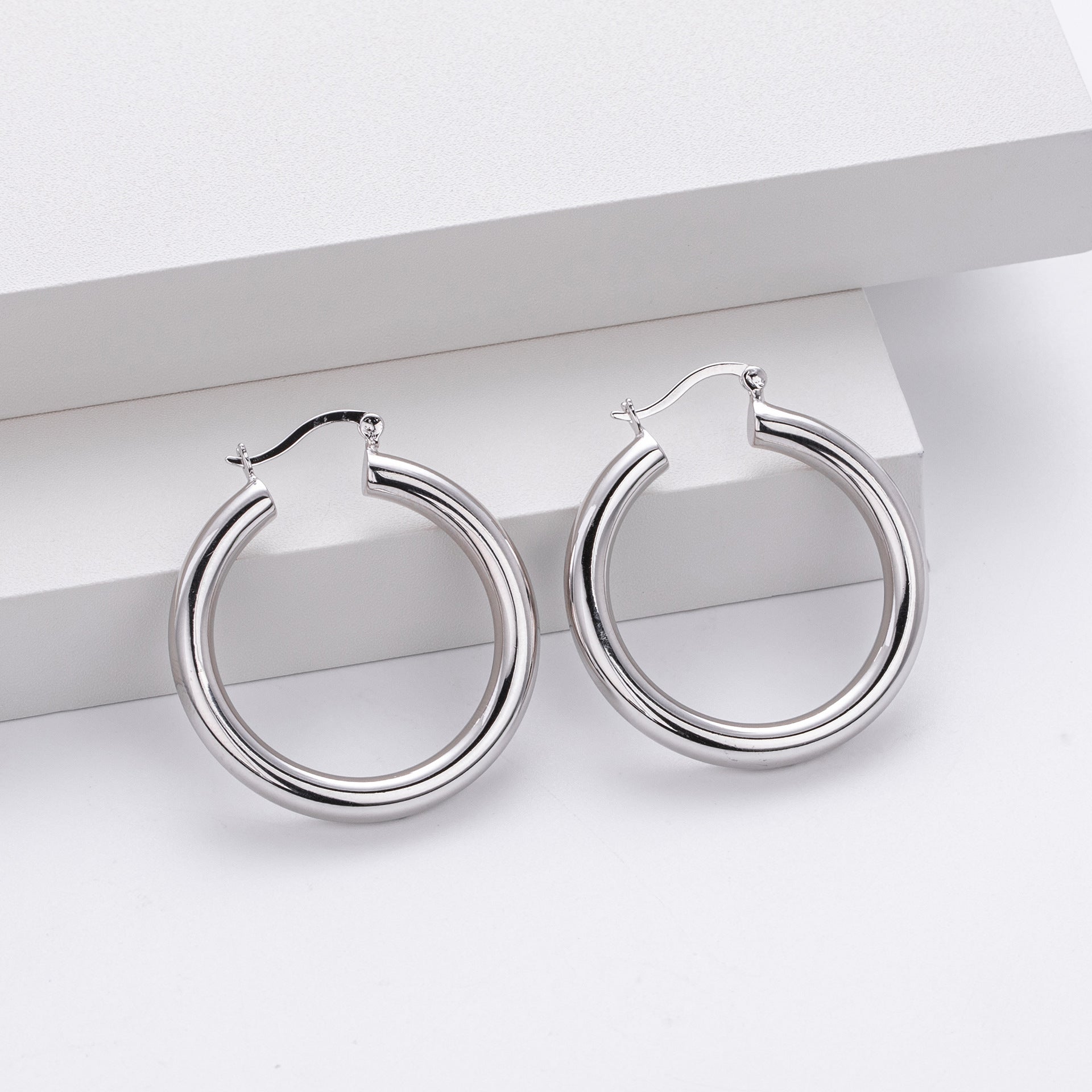 925 Sterling Silver Statement Oversized Hollow Hoop Earrings 60400026