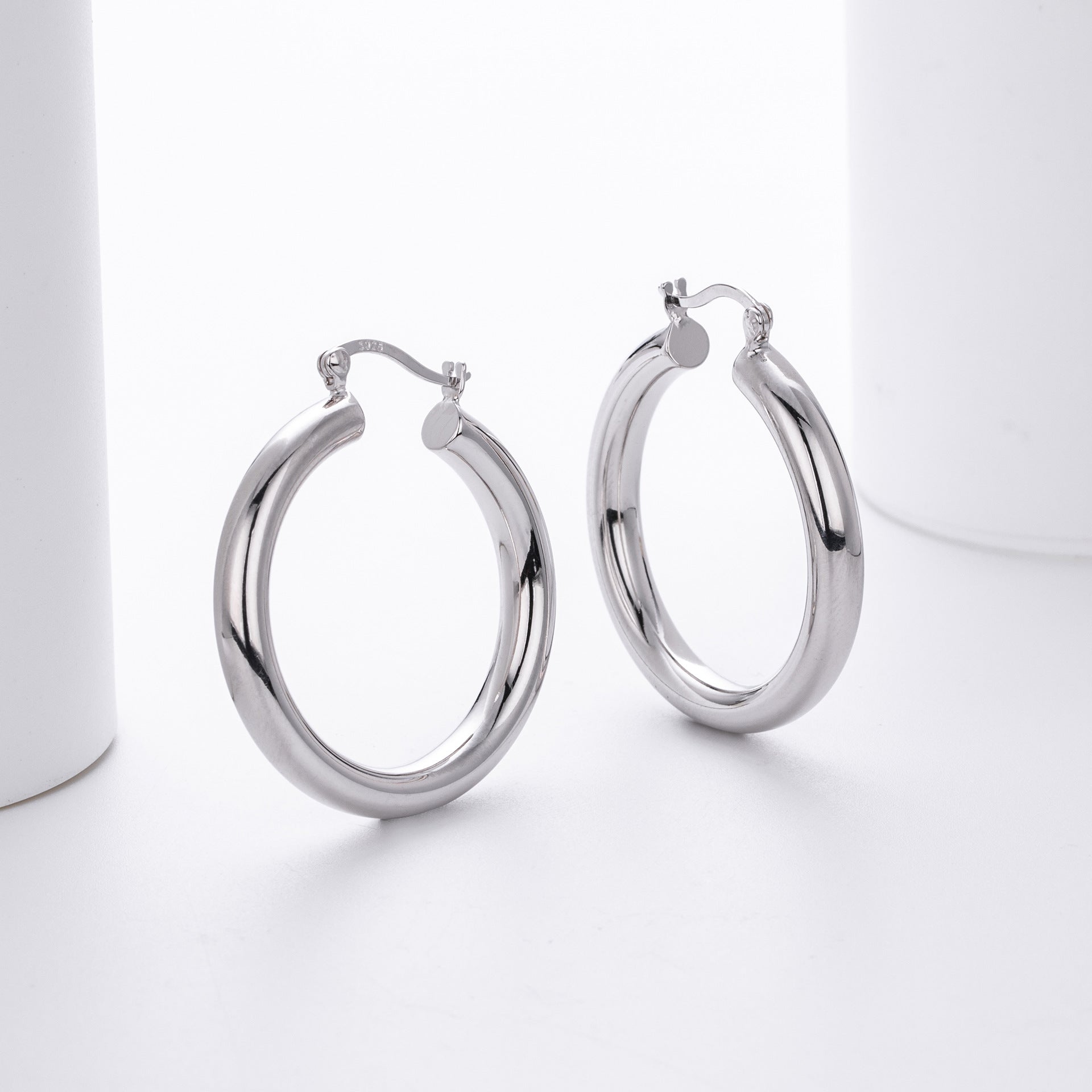 925 Sterling Silver Statement Oversized Hollow Hoop Earrings 60400026