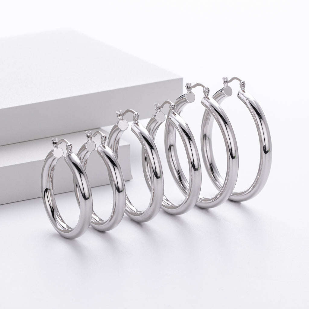 925 Sterling Silver Statement Oversized Hollow Hoop Earrings 60400026