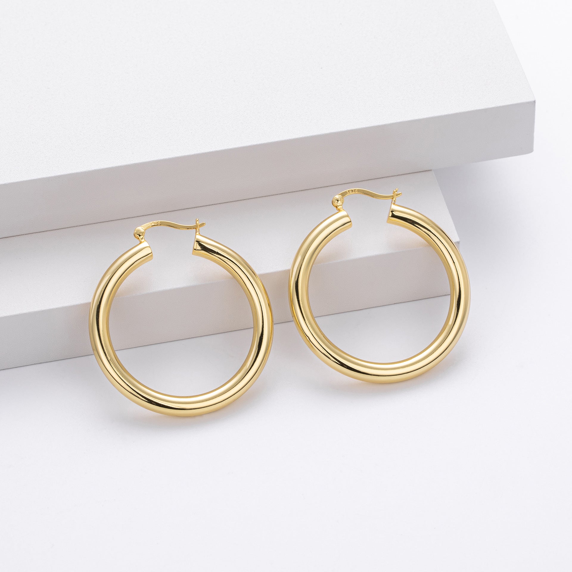 925 Sterling Silver Statement Oversized Hollow Hoop Earrings 60400026
