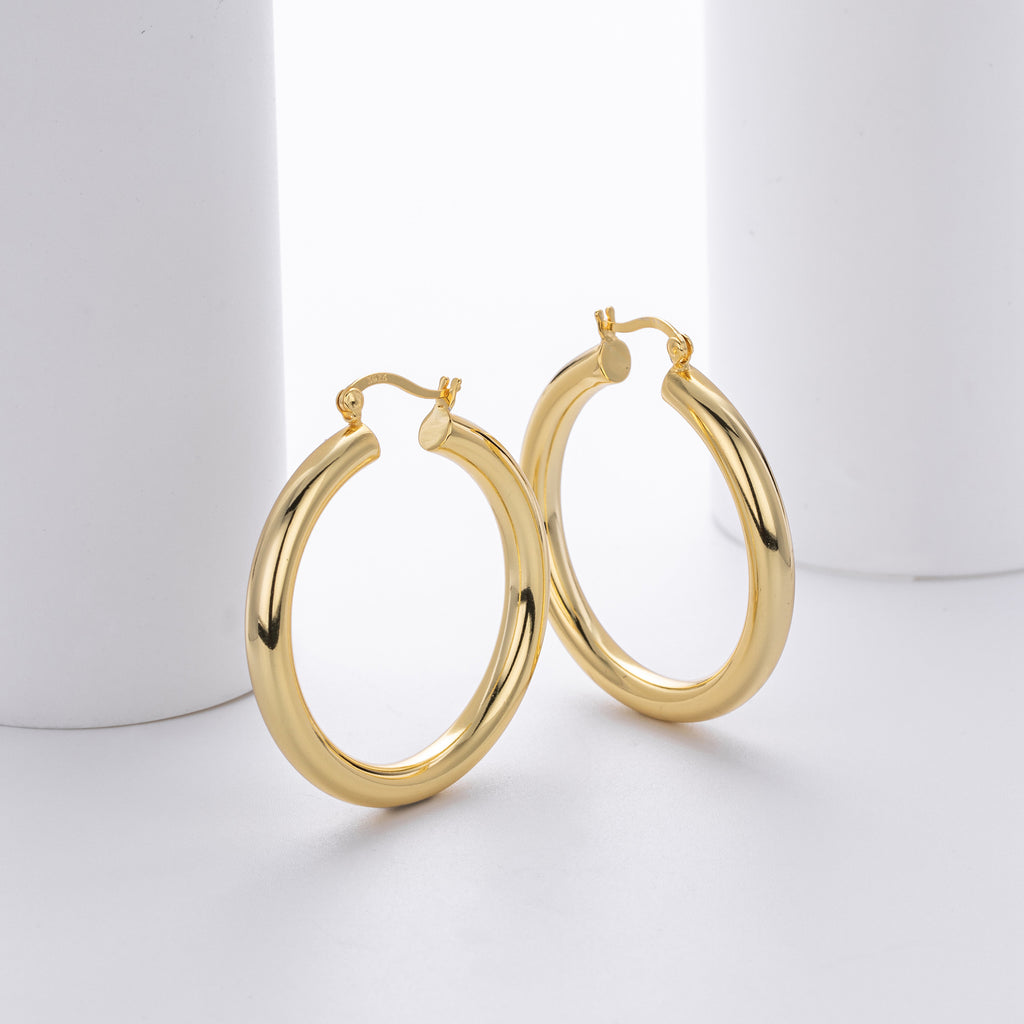 925 Sterling Silver Statement Oversized Hollow Hoop Earrings 60400026