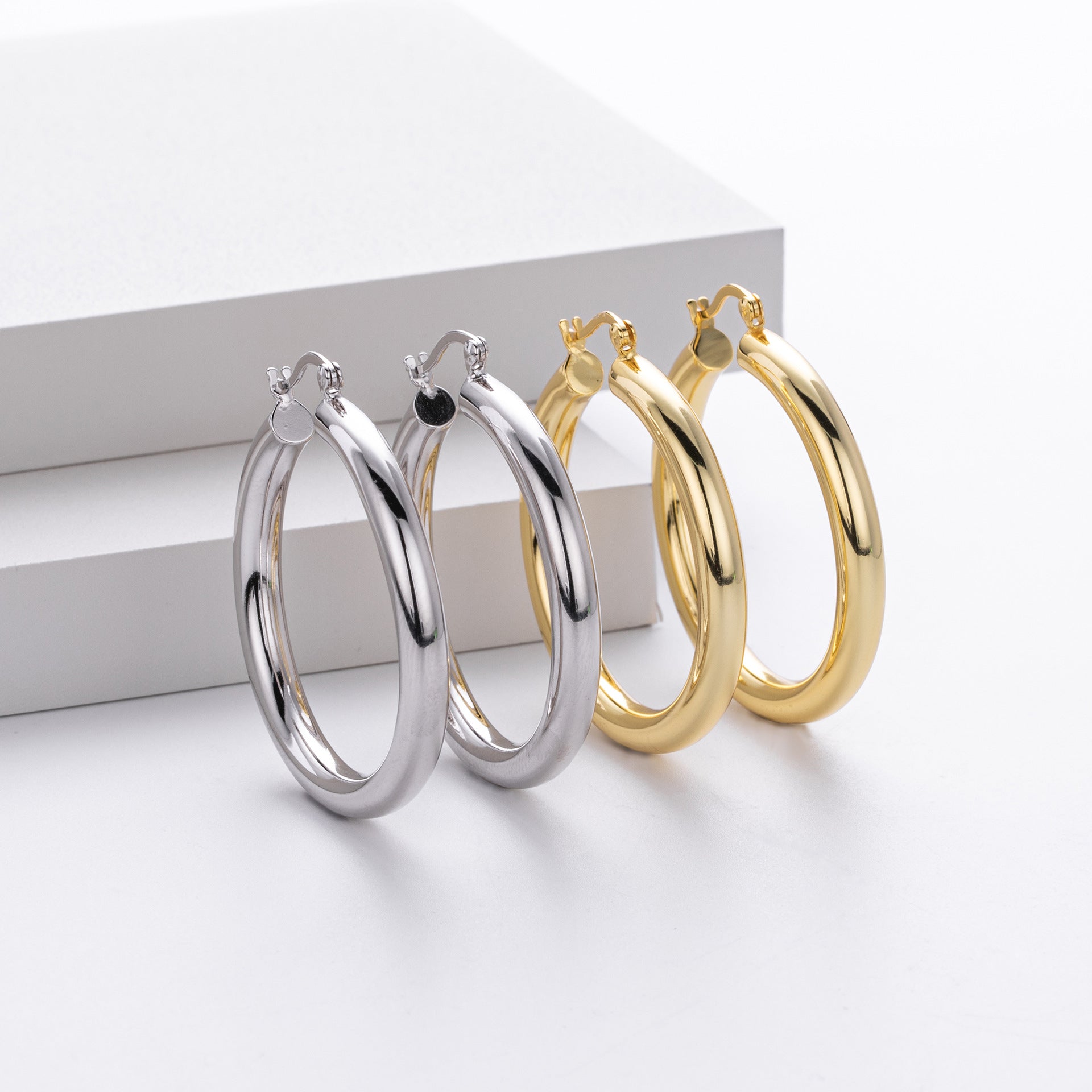 925 Sterling Silver Statement Oversized Hollow Hoop Earrings 60400026