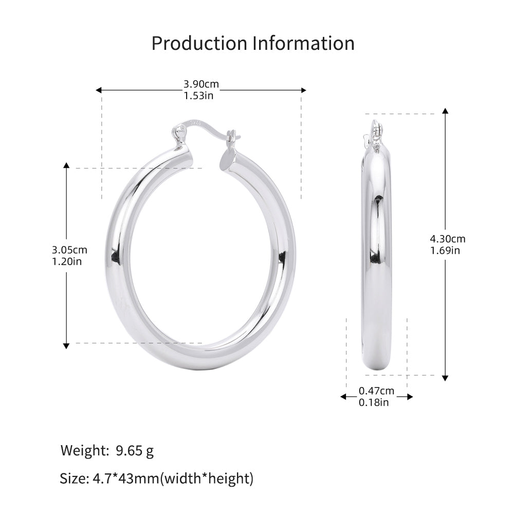 925 Sterling Silver Statement Oversized Hollow Hoop Earrings 60400026