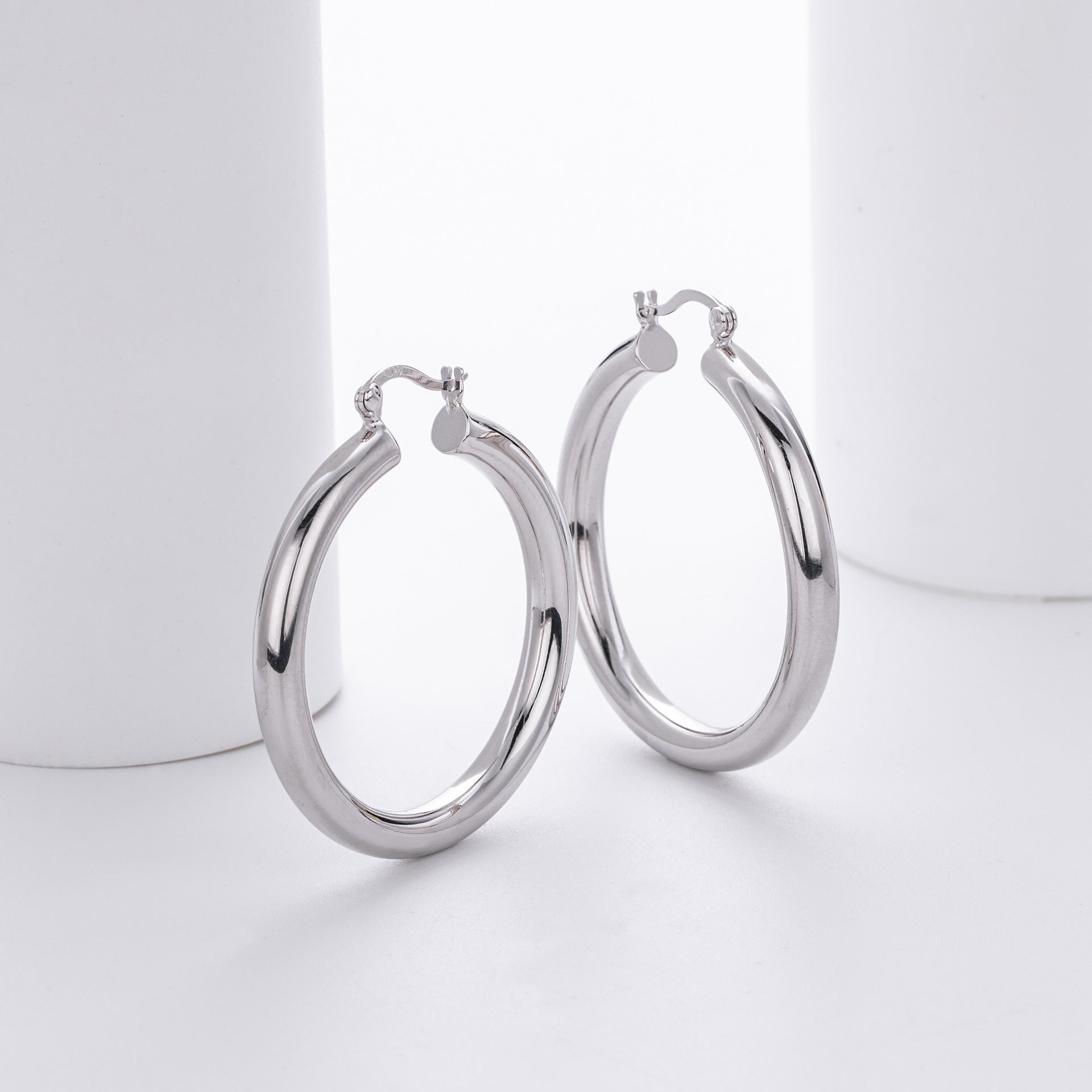 925 Sterling Silver Statement Oversized Hollow Hoop Earrings 60400026