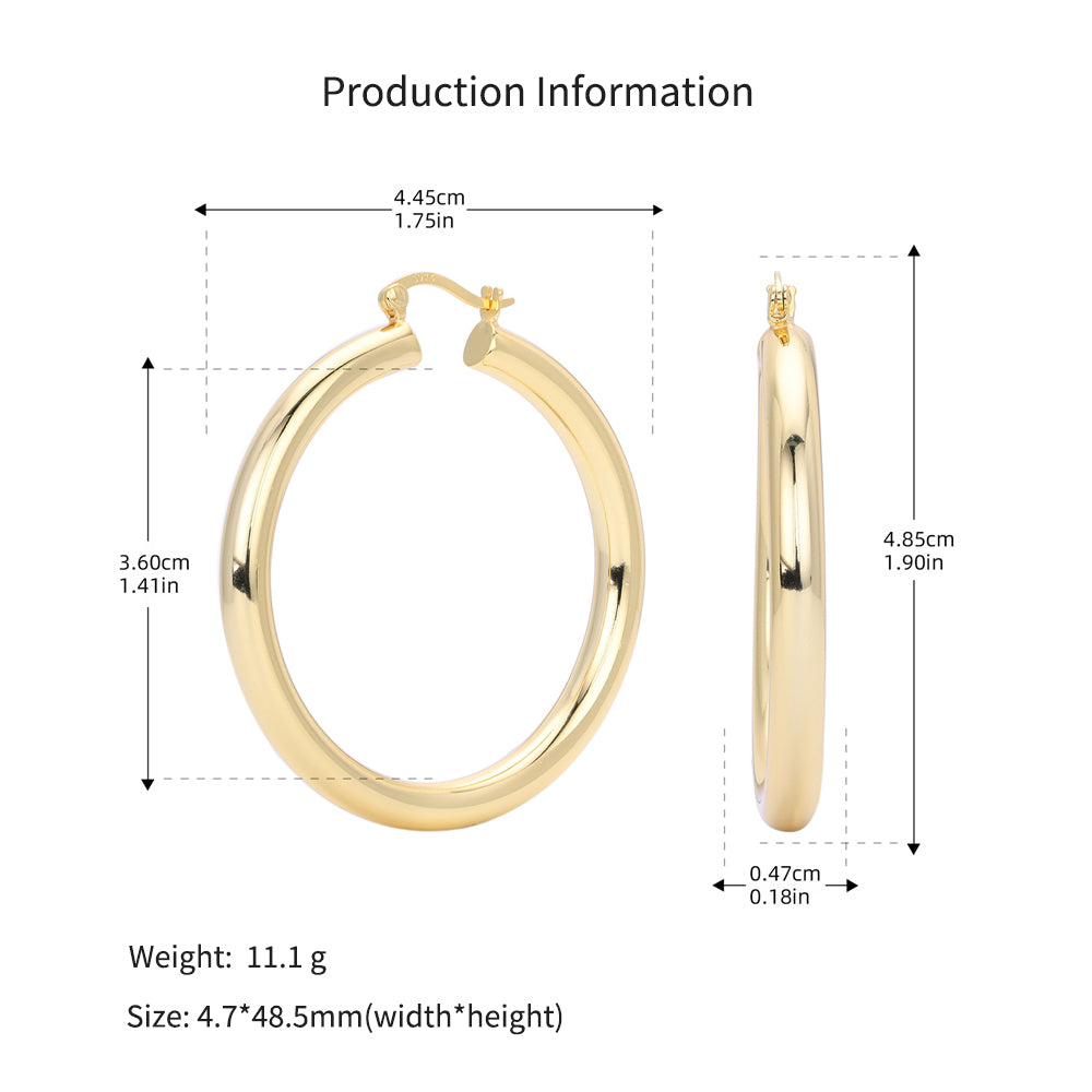 925 Sterling Silver Statement Oversized Hollow Hoop Earrings 60400026