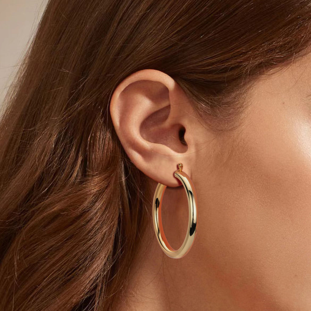 925 Sterling Silver Statement Oversized Hollow Hoop Earrings 60400026