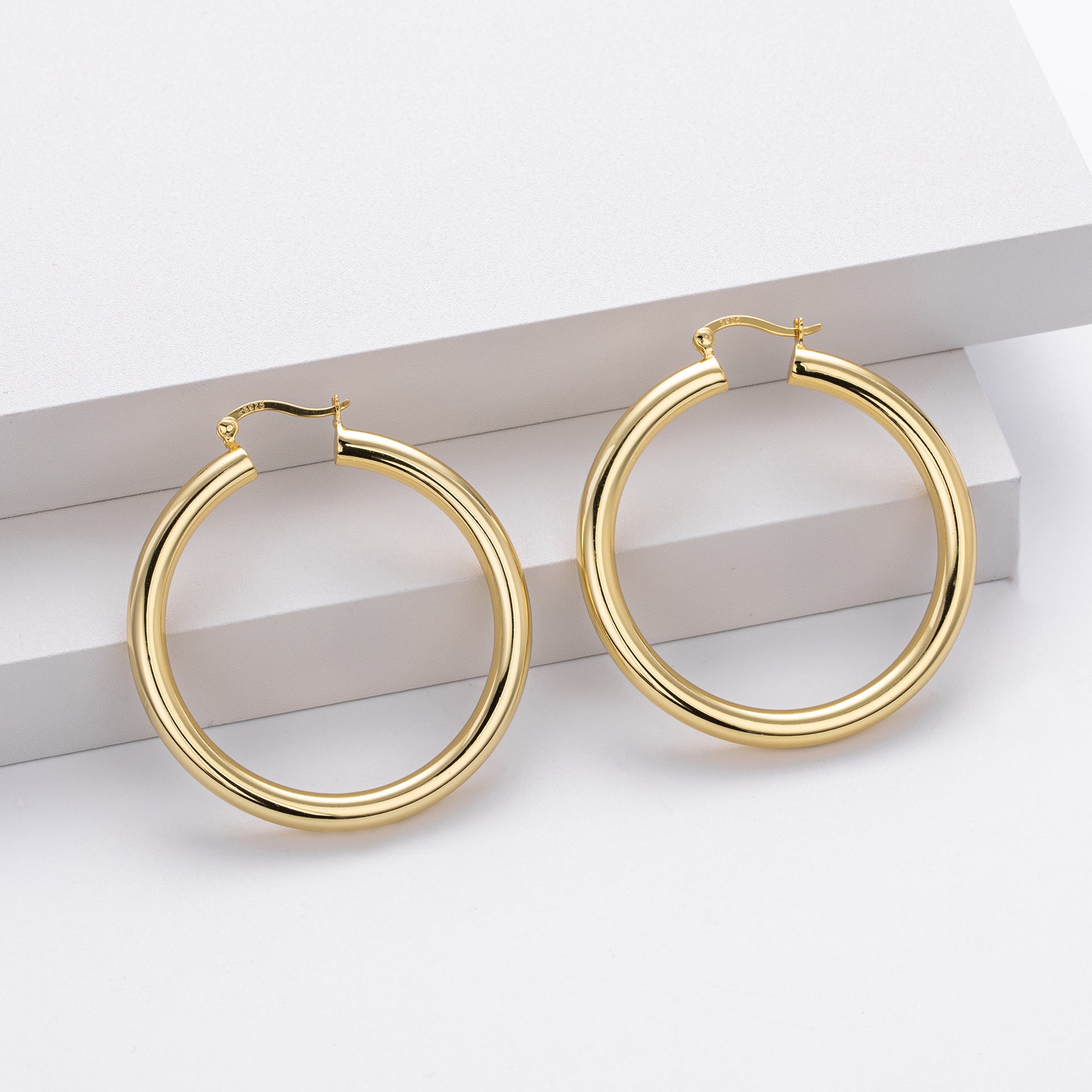 925 Sterling Silver Statement Oversized Hollow Hoop Earrings 60400026