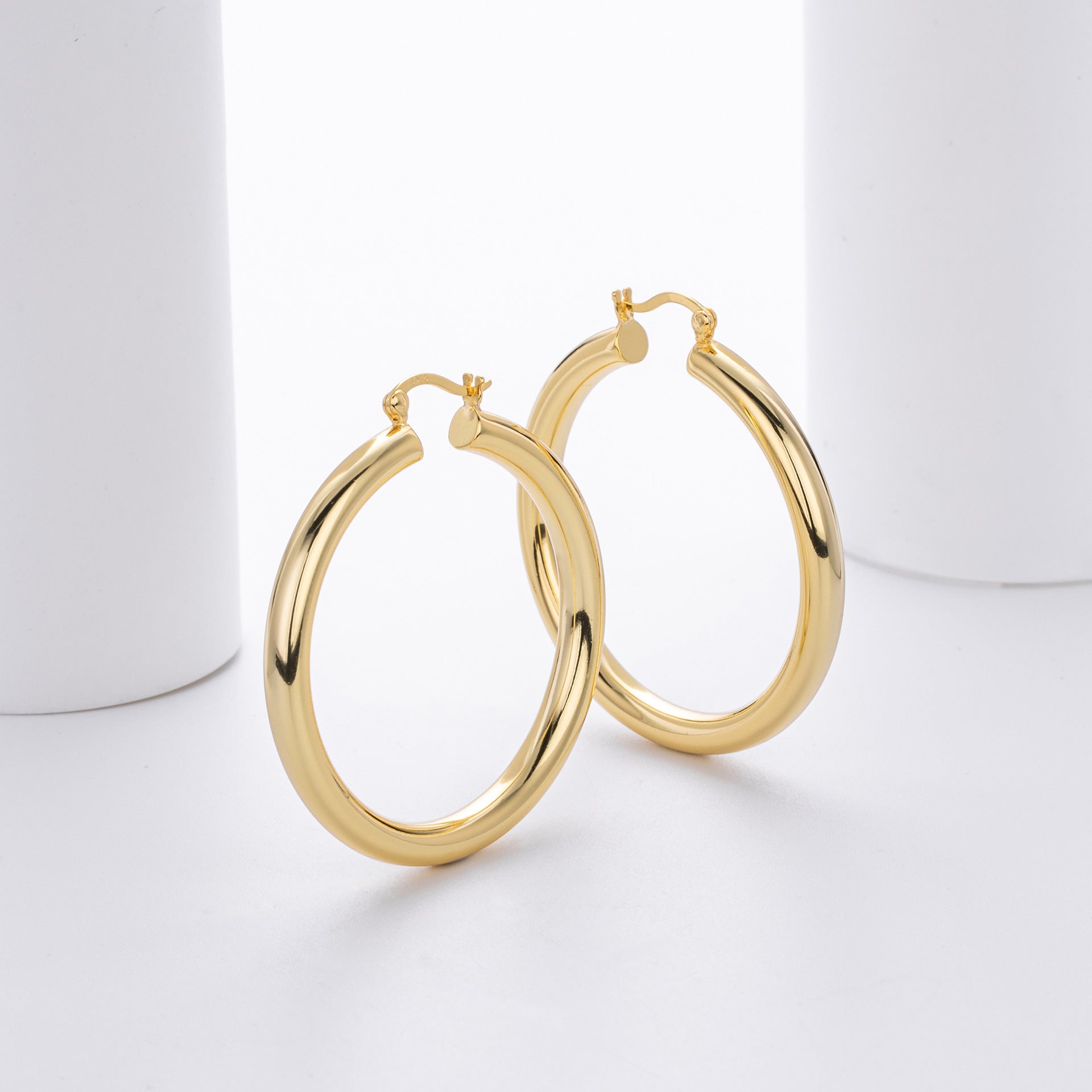 925 Sterling Silver Statement Oversized Hollow Hoop Earrings 60400026