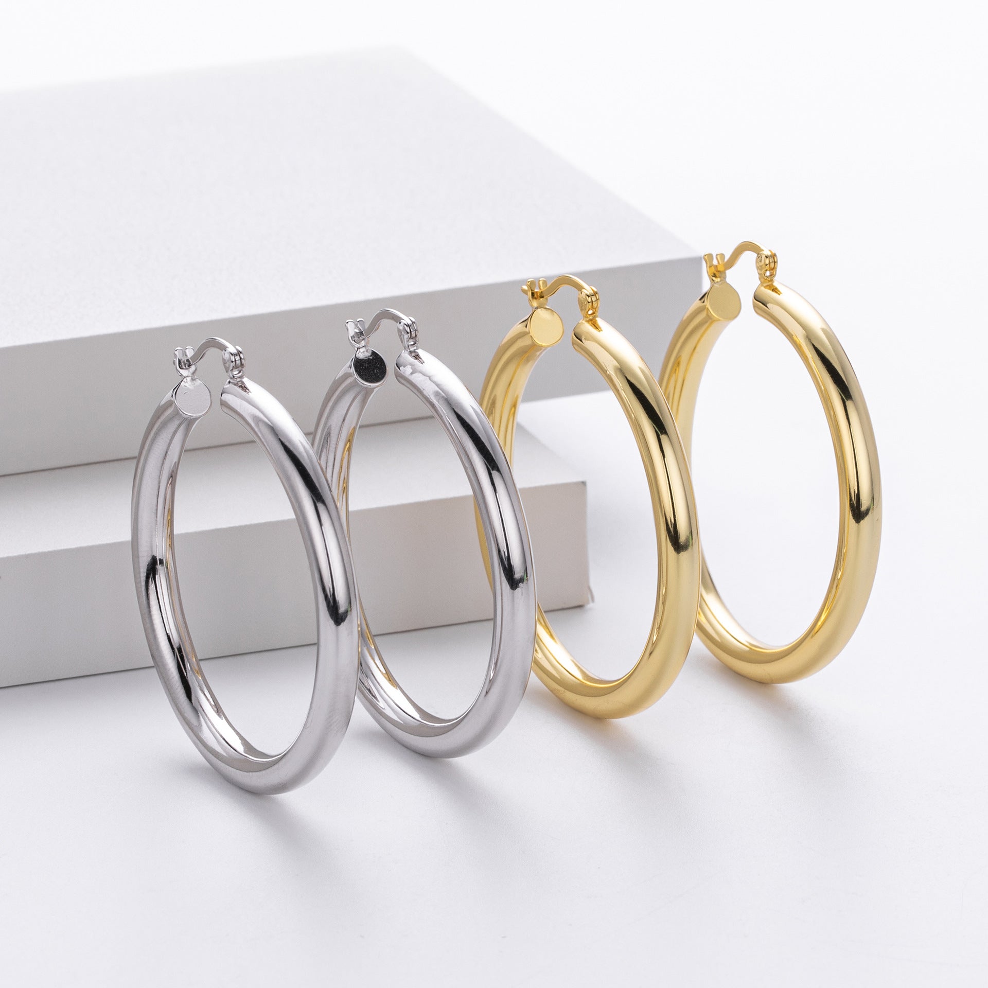 925 Sterling Silver Statement Oversized Hollow Hoop Earrings 60400026