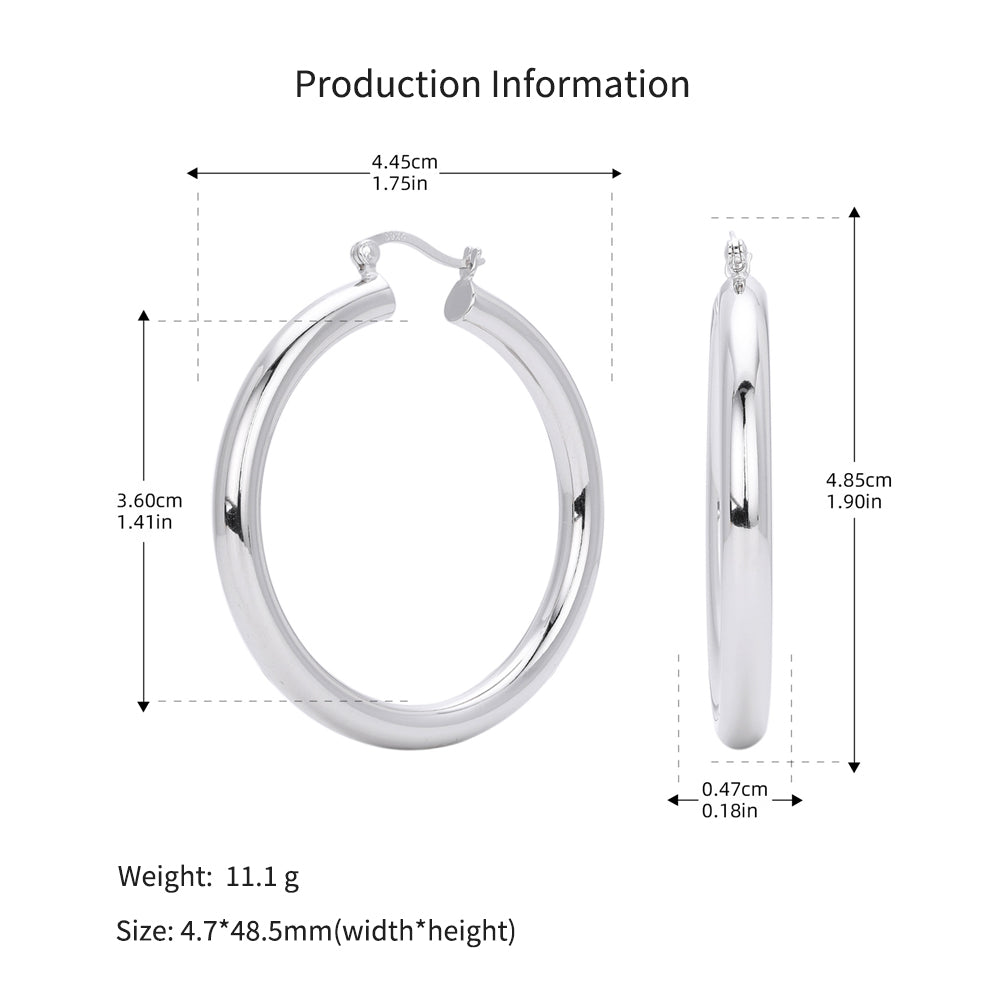 925 Sterling Silver Statement Oversized Hollow Hoop Earrings 60400026